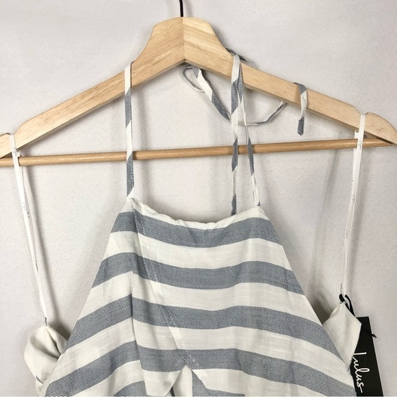 Lulu's The Wind is Right Blue and White Striped Off-the-Shoulder Dress XL - Picture 5 of 5